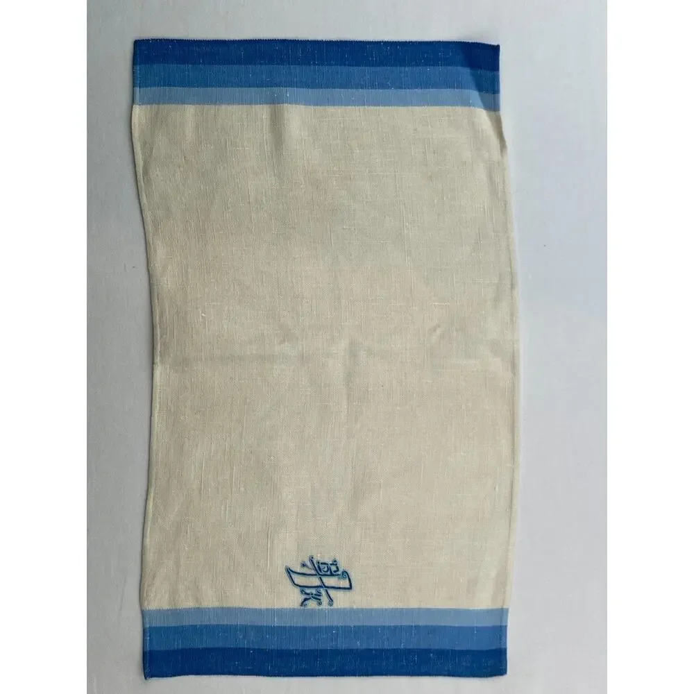VTG Linen Placemats BDK Monogram Initials Embroidered Selvedge Off White 10x18